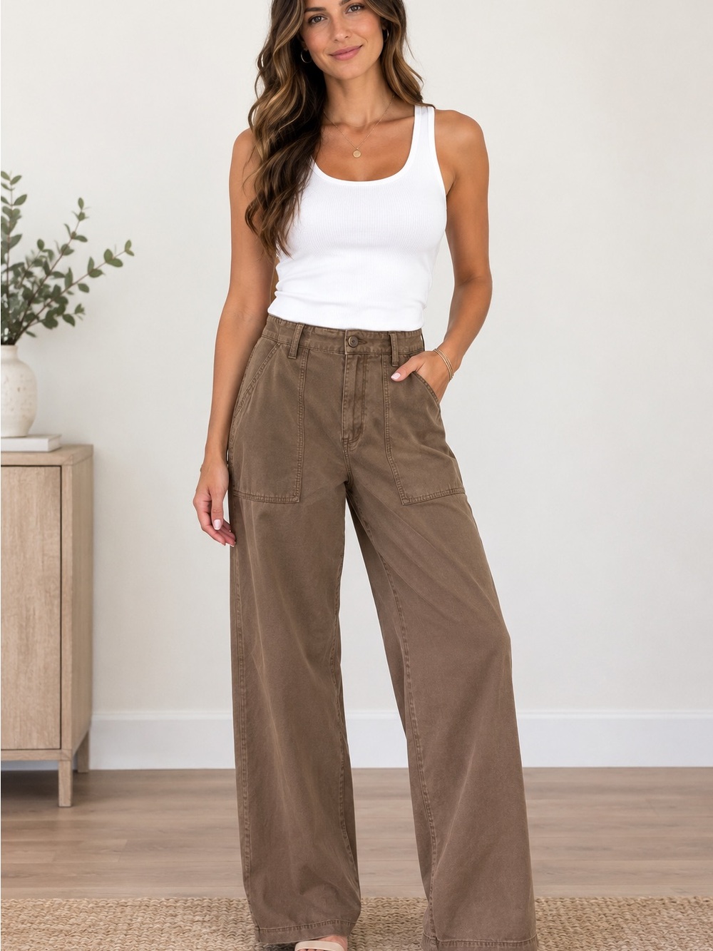 Madewell wide leg utility pants khaki size 31